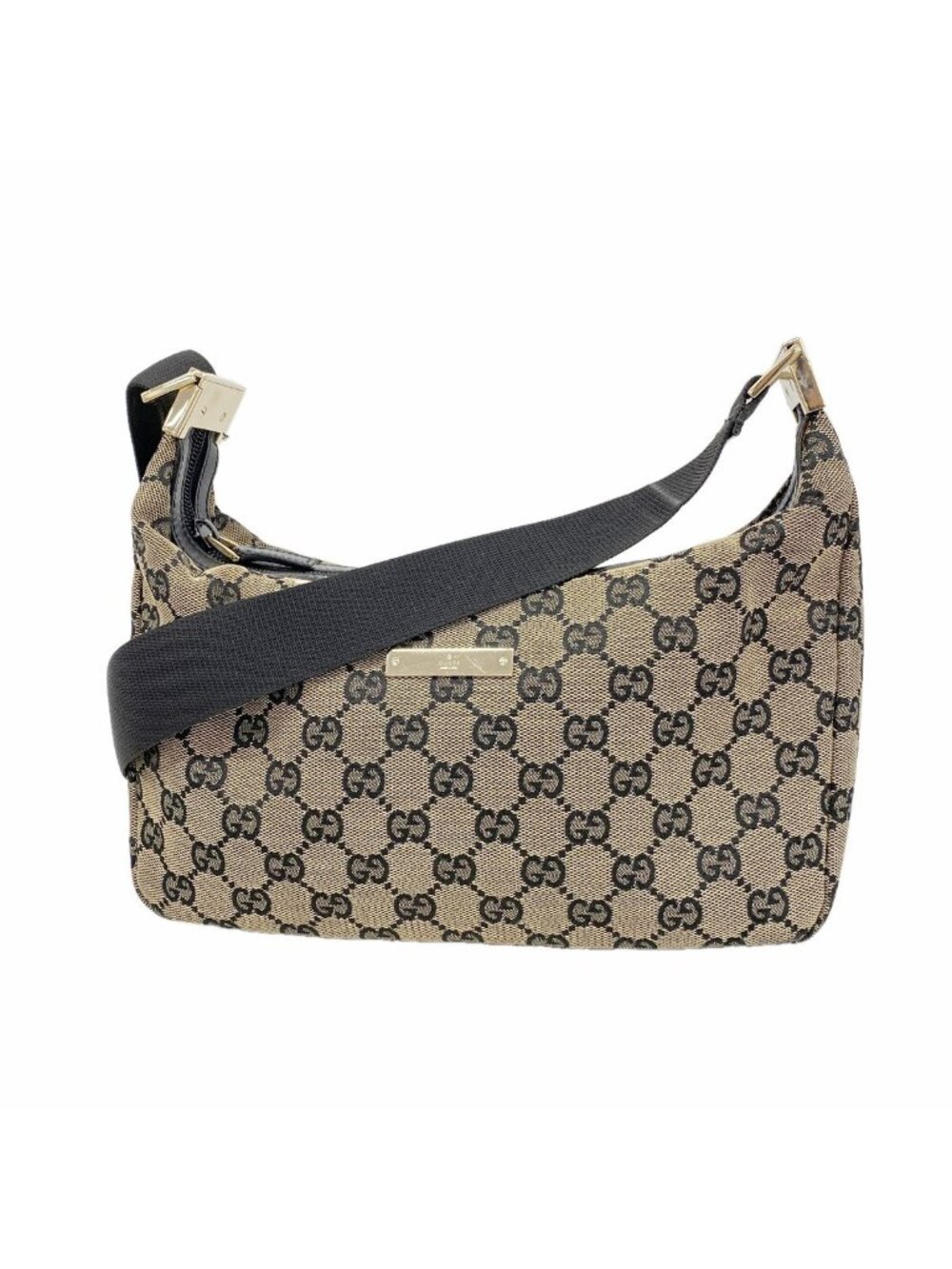 Gucci Shoulder Bag GG Canvas Brown Black Gold